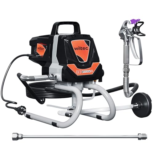 Wiltec Hochdruck Farbsprühsystem 1010 W, 207 bar, 1,5 l/min, Farbspritzgerät mit Düse und Verlängerungsstange, Farbsprühgerät für Wandfarbe von Wiltec
