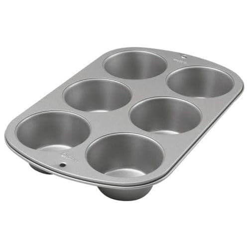 Wilton 445291 445291 Jumbo-Muffinform, Rezept rechts, Antihaftbeschichtung, 6 Löcher, 4,5 x 22,2 x 34,2 cm, Stahl von Wilton