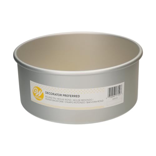 Wilton Runde Backform Extra Tief -Kuchenform für Höhe Kuchen Tortenform Backblech mit extra hohem Rand - Ø 22,5 x 10 cm, Silber von Wilton