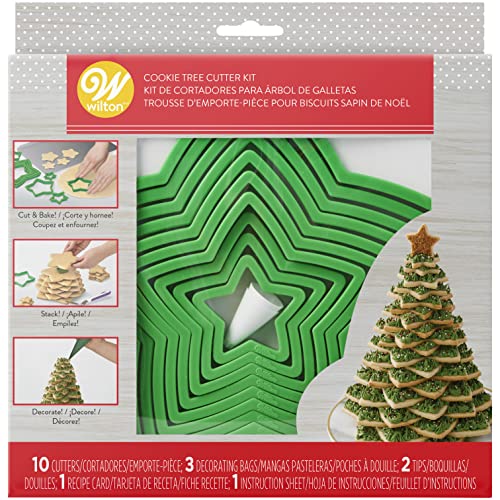 Wilton 2104-5919 Gingerbread Cookie Tree Cutter Ausstechformen-Set für Keksbaum, Kunststoff, grün von Wilton