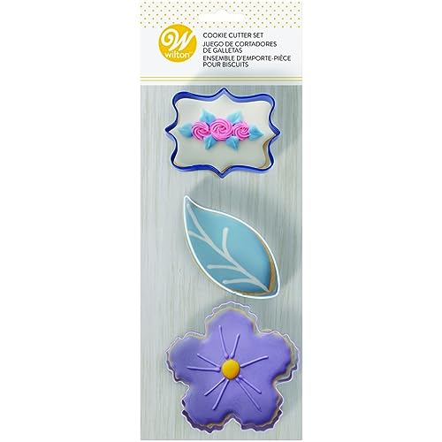Wilton Cookie Cutter Floral, 3-Teilig: Keksausstecher Blumen Ausstechformen: Blumen-, Blütenblatt- und Plaketten, Küchenbacken, DIY - Set/3 von Wilton