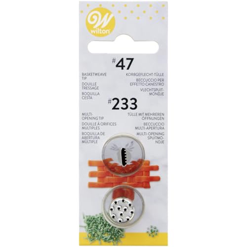 Wilton Spritztüllen Set #47, #233, Edelstahl Tülle für Spritzbeutel, Wiederverwendbarer Spritztülle zum Dekorieren von Kuchen Torten Cupcakes Spülmaschinenfest, Kuchendekoration - Set/2 Wilton Spritztüllen Set #47, #233, Edelstahl Tülle für Spritzbeutel, Wiederverwendbarer Spritztülle zum Dekorieren von Kuchen Torten Cupcakes Spülmaschinenfest, Kuchendekoration - Set/2 von Wilton