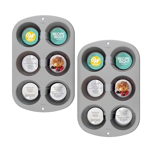 Wilton Jumbo-Muffin-Form, Recipe Right, Antihaft, Standard, 6 Vertiefungen, 2er-Pack Wilton Jumbo-Muffin-Form, Recipe Right, Antihaft, Standard, 6 Vertiefungen, 2er-Pack von Wilton