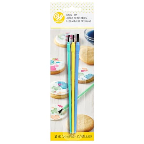 Wilton Pinselset 3 Stück, Backpinsel zum Auftragen von Icing, Farben von Candy oder Chocolate Melts, Kuchen Bürsten für DIY Kuchen - Set/3, Blau von Wilton