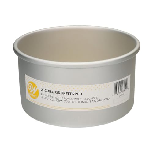 Wilton Runde Backform Extra Tief -Kuchenform für Höhe Kuchen Tortenform Backblech mit extra hohem Rand - Ø 17,5 x 10 cm, Silber von Wilton