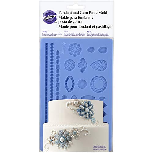 Wilton Silikonform für Fondant und Gummimasse, 12,7 x 19,7 cm, Schmuck-Thema, Mehrfarbig von Wilton