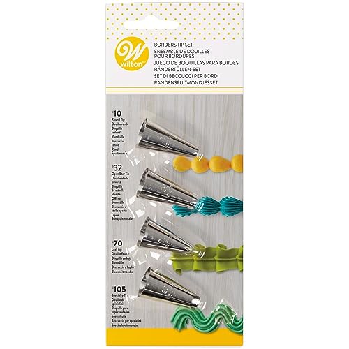 Wilton Tortendekorationsspitzen-Set für Ränder, 4-teilig (Spitzen 10, 32, 70, 105) von Wilton