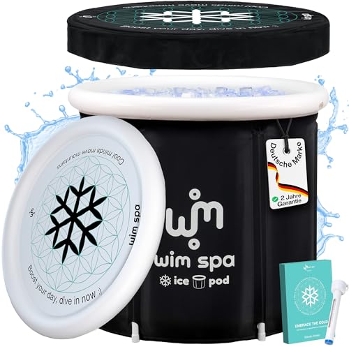 Wim Spa [Das Original seit 2015] Ice Pod (80 cm Ø x 80 cm) XL - Faltbares isoliertes Eisbad/Eisfass für Cold Plunge Kältetherapie, tragbare Badewanne inkl. ThermoLid, Cover, Thermometer, eBook UVM. von Wim Spa
