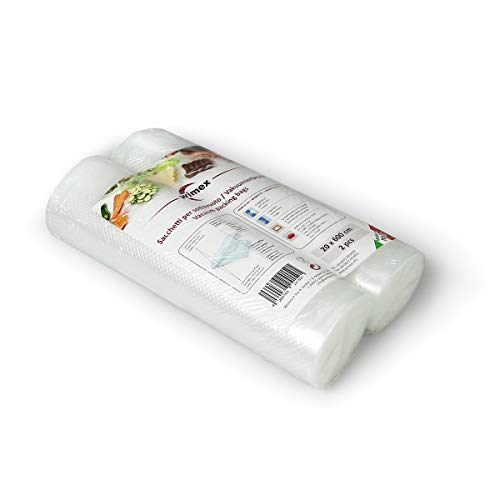 Wimex 2 Vakuumrollen 20x600cm (12 Meter) | BPA Free | Sous Vide geeignet | stabile Schweißnaht | Für alle Balken Vakuumierer geeignet | Vakuumrollen | Made in Italy von Wimex