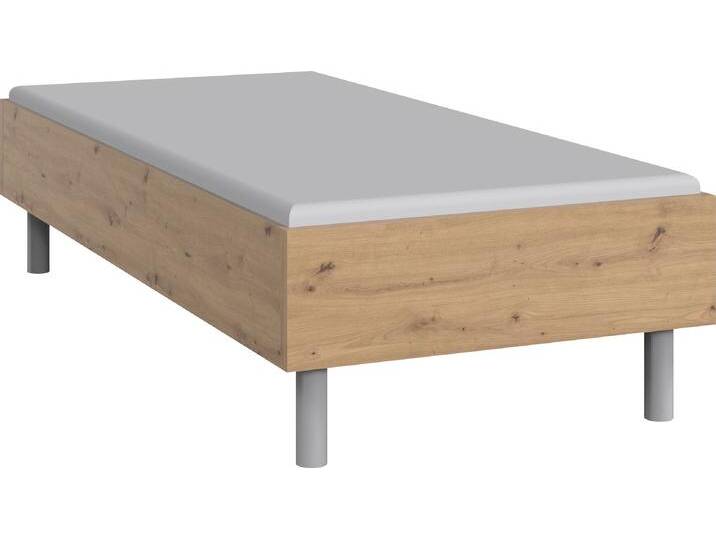 Bett WIMEX Easy, große Auswahl an Größen und Farben, auch in Komforthöhe , braun (artisan eiche, alufarben), H:46cm L:210cm, Betten, ohne Kopfteil, ideal unter Dachschrägen oder Fenster von Wimex