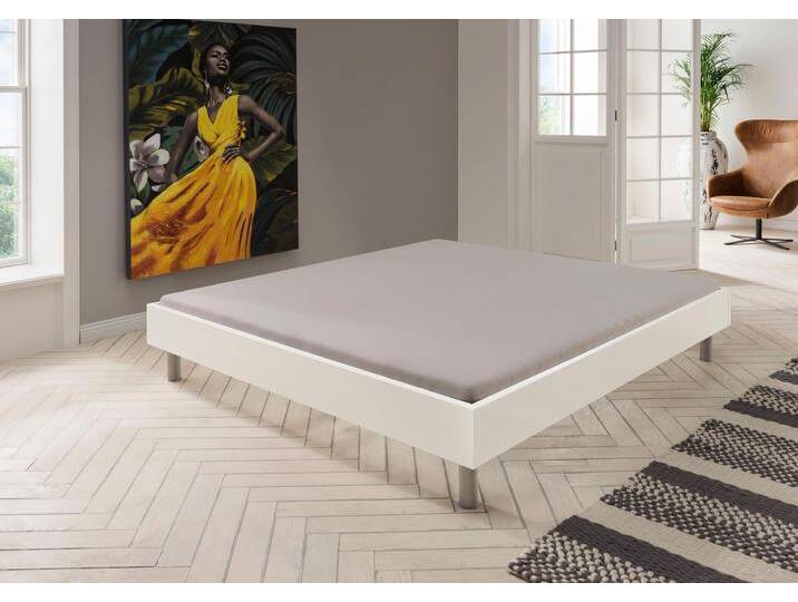 Bett WIMEX Easy, große Auswahl an Größen und Farben, auch in Komforthöhe , weiß (weiß, alufarben), H:38cm L:210cm, Betten, ohne Kopfteil, ideal unter Dachschrägen oder Fenster von Wimex