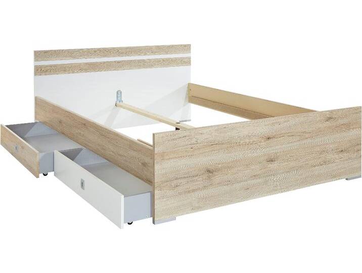 Bett WIMEX Joker, Gästebett , weiß (eichefarben san remo, weiß), B:146cm H:71cm L:205cm, Betten, Liegeflächen 90 oder 140x200cm, farbliche Akzente am Kopfteil von Wimex