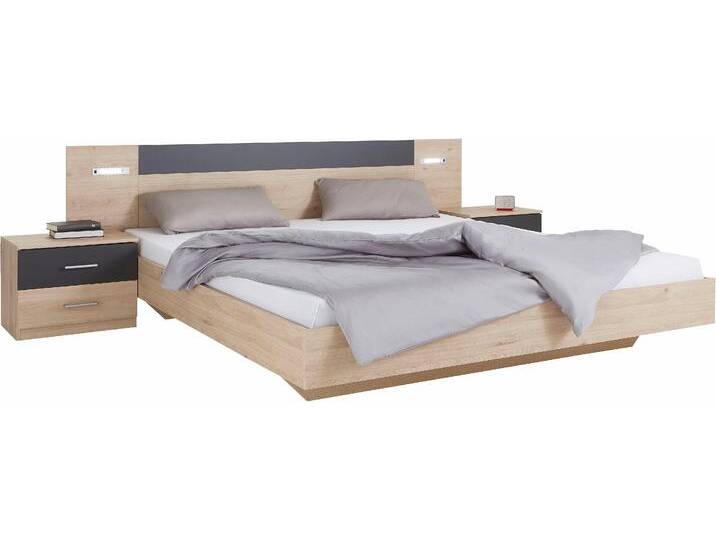 Bettanlage WIMEX Angie , grau (hickory oak, graphit), 180x200cm, B/H: 180cm x 200cm, Schlafzimmermöbel-Sets von Wimex