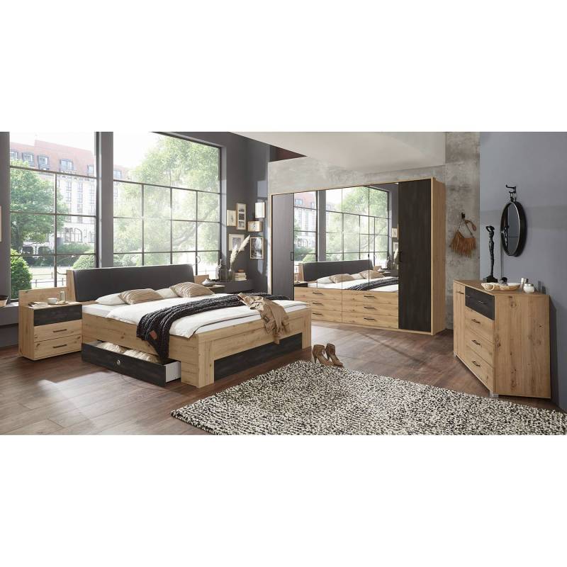 home24 Bettschubkasten 2er Set 141 x 20 x 61cm Braun/Grau von home24