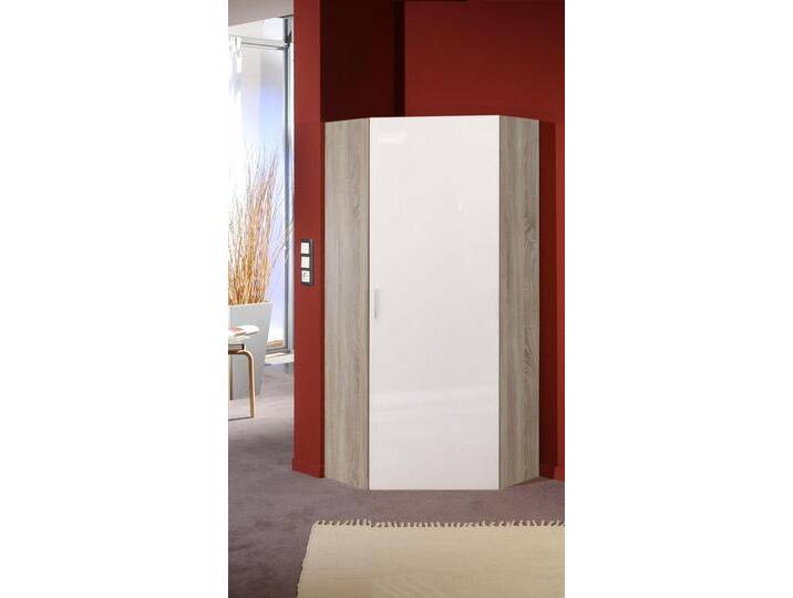Eckkleiderschrank WIMEX Malta , weiß (struktureichefarben hell, hochglanz weiß), Schränke, Eckkleiderschrank Kleiderschrank Schranksystem, mit Hochglanz-Front von Wimex