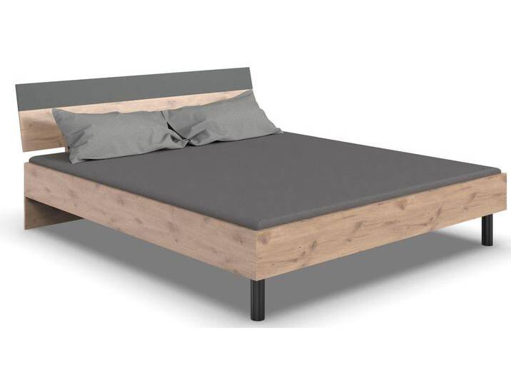 Futonbett WIMEX Budapest , grau (viking oak, graphit, viking oak, graphit, schwarz), B:189cm H:81cm L:210cm, Betten, Inklusive zweifarbiges Kopfteil, Liegefläche 180x200cm von Wimex