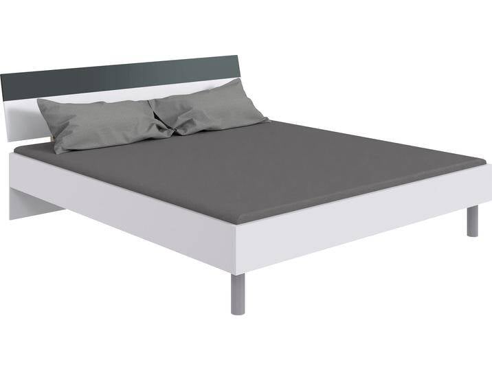 Futonbett WIMEX Budapest , weiß (weiß, graphit, weiß, graphit), B:189cm H:81cm L:210cm, Betten, Inklusive zweifarbiges Kopfteil, Liegefläche 180x200cm von Wimex