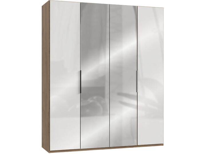 Kleiderschrank WIMEX Level by fresh to go , braun (plankeneichefarben, weißglas), B:200cm H:236cm T:58cm, Schränke, Kleiderschrank Drehtürenschrank, mit Glas- und Spiegeltüren von Wimex
