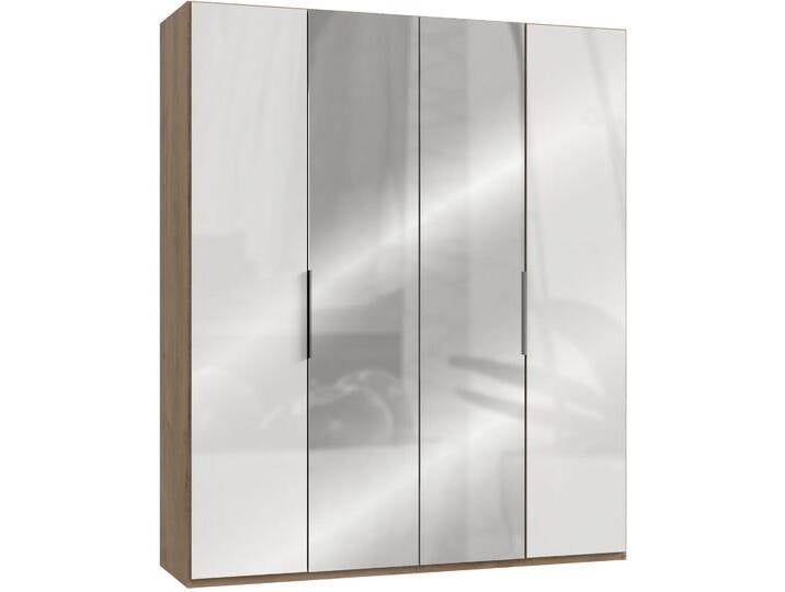 Kleiderschrank WIMEX Level by fresh to go , braun (plankeneichefarben, weißglas), B:200cm H:236cm T:58cm, Schränke, Kleiderschrank Drehtürenschrank, mit Glas- und Spiegeltüren von Wimex