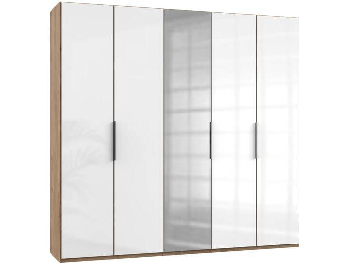 Kleiderschrank WIMEX Level by fresh to go , braun (plankeneichefarben, weißglas), B:250cm H:236cm T:58cm, Schränke, Kleiderschrank Drehtürenschrank, mit Glas- und Spiegeltüren von Wimex