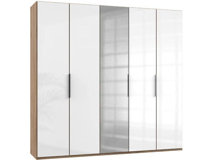 Kleiderschrank WIMEX Level by fresh to go , braun (plankeneichefarben, weißglas), B:250cm H:236cm T:58cm, Schränke, Kleiderschrank Drehtürenschrank, mit Glas- und Spiegeltüren von Wimex