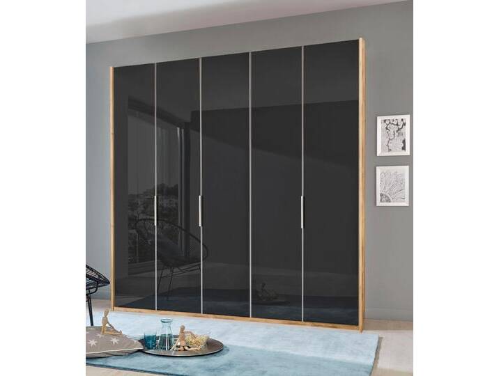 Kleiderschrank WIMEX Level by fresh to go , grau (plankeneichefarben, grauglas), B:250cm H:216cm T:58cm, Schränke, Drehtürenschrank Kleiderschrank, Türen vollflächig mit farbigem Glas von Wimex