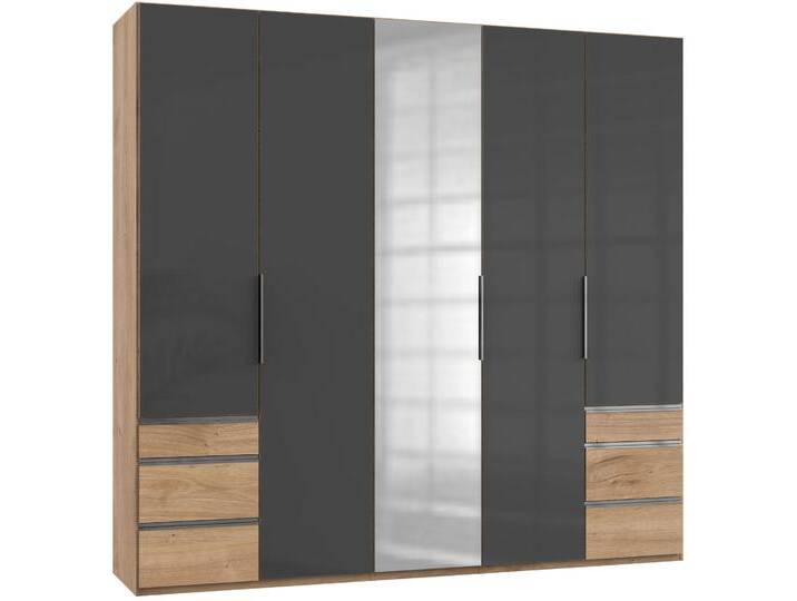 Kleiderschrank WIMEX Level by fresh to go , grau (plankeneichefarben, grauglas), B:250cm H:236cm T:58cm, Schränke, Drehtürenschrank Kleiderschrank, mit Glas-und Spiegeltüren von Wimex
