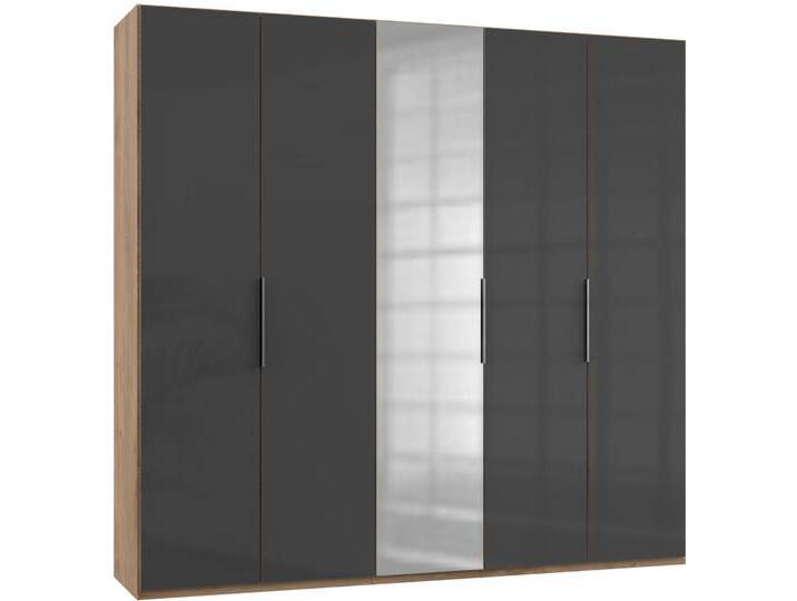 Kleiderschrank WIMEX Level by fresh to go , grau (plankeneichefarben, grauglas), B:250cm H:236cm T:58cm, Schränke, Kleiderschrank Drehtürenschrank, mit Glas- und Spiegeltüren von Wimex