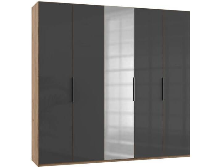 Kleiderschrank WIMEX Level by fresh to go , grau (plankeneichefarben, grauglas), B:250cm H:236cm T:58cm, Schränke, Kleiderschrank Drehtürenschrank, mit Glas- und Spiegeltüren von Wimex