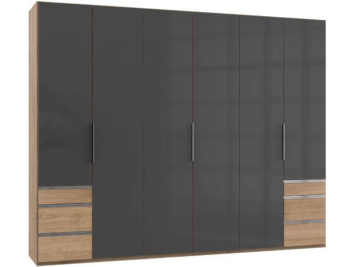 Kleiderschrank WIMEX Level by fresh to go , grau (plankeneichefarben, grauglas), B:300cm H:236cm T:58cm, Schränke, Drehtürenschrank Kleiderschrank, mit vollflächigen Glastüren von Wimex