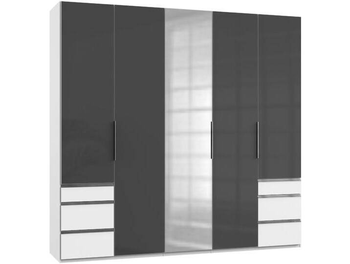 Kleiderschrank WIMEX Level by fresh to go , weiß (weiß, grauglas), B:250cm H:236cm T:58cm, Schränke, Drehtürenschrank Kleiderschrank, mit Glas-und Spiegeltüren von Wimex
