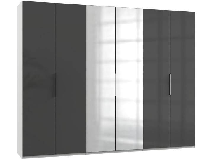 Kleiderschrank WIMEX Level by fresh to go , weiß (weiß, grauglas), B:300cm H:236cm T:58cm, Schränke, Kleiderschrank Drehtürenschrank, mit Glas- und Spiegeltüren von Wimex