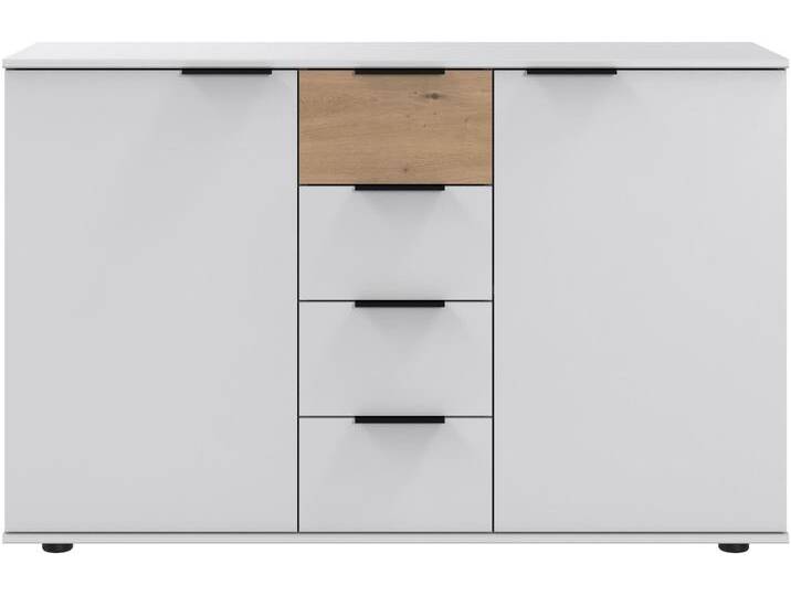 Kombikommode WIMEX Toscana , weiß, artisan eiche nachbildung, B:130cm H:83cm T:41cm, Spanplatte, Sideboards, Schubkästen auf Metallschienen von Wimex