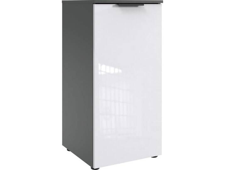 Kommode WIMEX level36 D by fresh to go , grau (korpus graphit, front lack weiß), B:41cm H:92cm T:41cm, Spanplatte, Sideboards, 1-türig mit soft-close Funktion, lackierte Front, schwarze Griffe von Wimex