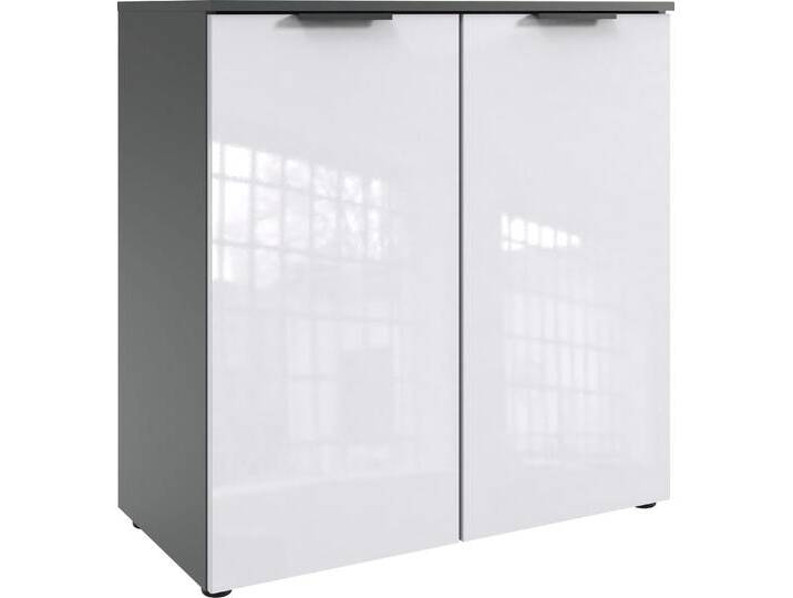 Kommode WIMEX level36 D by fresh to go , grau (korpus graphit, front lack weiß), B:81cm H:92cm T:41cm, Spanplatte, Sideboards, 2-türig mit soft-close Funktion, lackierte Front, schwarze Griffe von Wimex