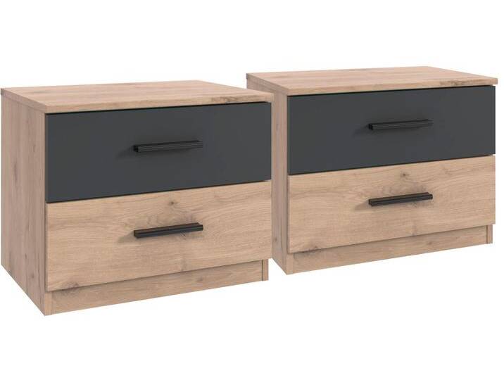 Nachtkommode WIMEX Budapest , grau (viking oak, graphit), B:52cm H:40cm T:38cm, Spanplatte, Sideboards, wahlweise einzeln oder im 2er Set, mit jeweils 2 Schubladen von Wimex