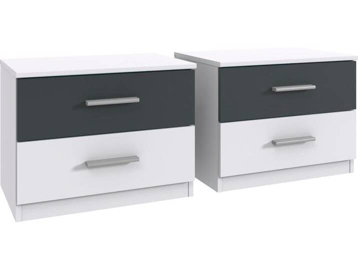 Nachtkommode WIMEX Budapest , weiß (weiß, graphit), B:52cm H:40cm T:38cm, Spanplatte, Sideboards, wahlweise einzeln oder im 2er Set, mit jeweils 2 Schubladen von Wimex