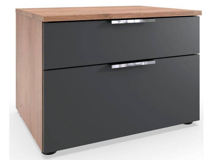 Nachtkommode WIMEX Level by fresh to go , schwarz (front graphit, korpus plankeneiche nachbildung), B:54cm H:39cm T:41cm, Spanplatte, Sideboards, 2 Schubladen mit soft-close Funktion, 54cm breit, 39cm hoch von Wimex