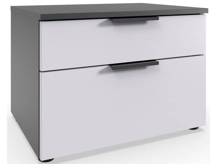 Nachtkommode WIMEX Level by fresh to go , weiß (front weiß, korpus graphit), B:54cm H:39cm T:41cm, Spanplatte, Sideboards, 2 Schubladen mit soft-close Funktion, 54cm breit, 39cm hoch von Wimex