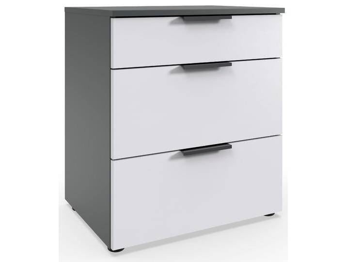 Nachtkommode WIMEX Level by fresh to go , weiß (front weiß, korpus graphit), B:54cm H:61cm T:41cm, Spanplatte, Sideboards, 3 Schubladen mit soft-close Funktion, 54cm breit, 61cm hoch von Wimex
