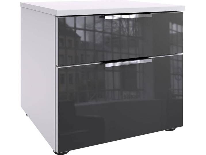 Nachtkommode WIMEX Level36 C by fresh to go , weiß (weiß, glas grau), B:41cm H:39cm T:41cm, Spanplatte, Sideboards, Nachttisch mit Glaselementen auf der Front, soft-close Funktion von Wimex