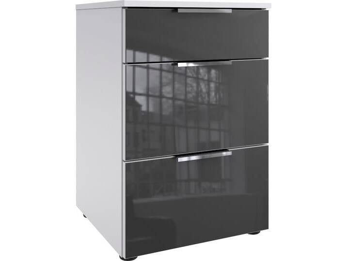 Nachtkommode WIMEX Level36 C by fresh to go , weiß (weiß, glas grau), B:41cm H:61cm T:41cm, Spanplatte, Sideboards, mit Glaselementen auf der Front, soft-close Funktion, 41cm breit von Wimex