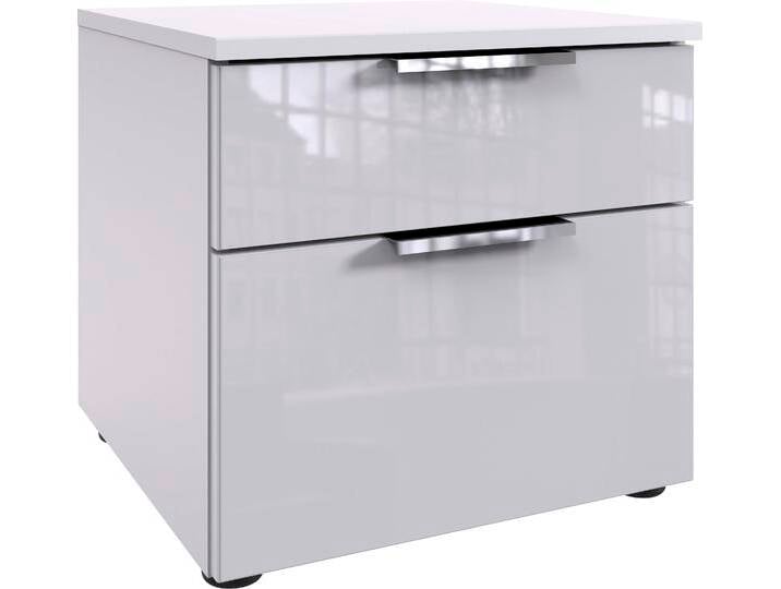 Nachtkommode WIMEX Level36 C by fresh to go , weiß (weiß, glas weiß), B:41cm H:39cm T:41cm, Spanplatte, Sideboards, Nachttisch mit Glaselementen auf der Front, soft-close Funktion von Wimex