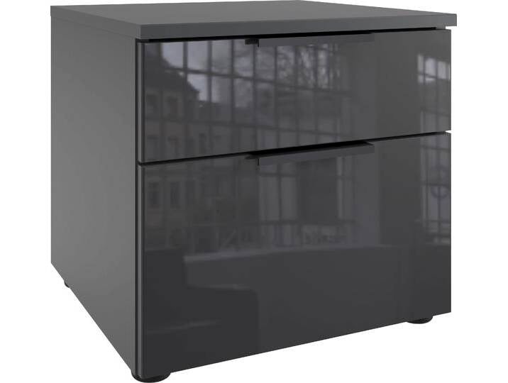 Nachtkommode WIMEX Level36 black C by fresh to go , grau (graphit, glas grau), B:41cm H:39cm T:41cm, Spanplatte, Sideboards, Nachttisch mit Glaselementen auf der Front, soft-close Funktion von Wimex