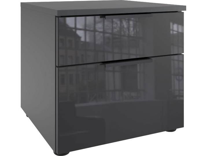 Nachtkommode WIMEX Level36 black C by fresh to go , grau (graphit, glas grau), B:41cm H:39cm T:41cm, Spanplatte, Sideboards, Nachttisch mit Glaselementen auf der Front, soft-close Funktion von Wimex