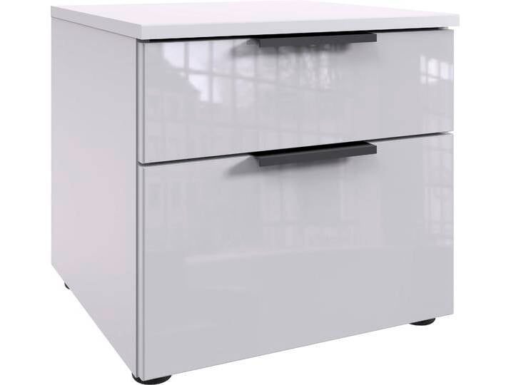 Nachtkommode WIMEX Level36 black C by fresh to go , weiß (weiß, glas weiß), B:41cm H:39cm T:41cm, Spanplatte, Sideboards, Nachttisch mit Glaselementen auf der Front, soft-close Funktion von Wimex