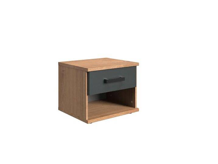 Nachtkommode WIMEX Liverpool, Nachttisch mit 1 Schublade und 1 offenes Fach , grau (plankeneiche, nachbildung, abgesetzt graphitfarben), B:46cm H:38cm T:40cm, Sideboards, modern rustikaler Look, Industrial Design, 46/40/38 cm von Wimex