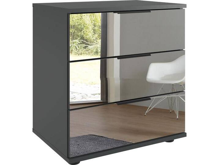 Nachtkommode WIMEX Saigon , grau (graphit, spiegel), B:52cm H:58cm T:38cm, Spanplatte, Sideboards, mit 3 Schubladen, wahlweise Glas-oder Spiegelfronten von Wimex