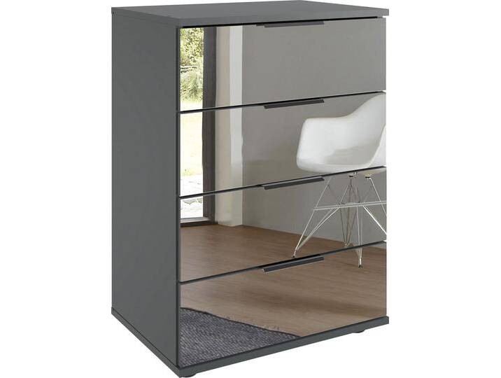 Nachtkommode WIMEX Saigon , grau (graphit, spiegel), B:52cm H:74cm T:38cm, Spanplatte, Sideboards, mit 4 Schubladen, wahlweise Glas-oder Spiegelfronten von Wimex