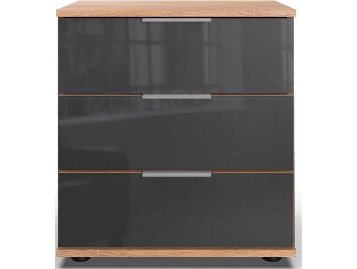 Nachtkommode WIMEX Saigon , grau (plankeneiche nachbildung, glas grau), B:52cm H:58cm T:38cm, Spanplatte, Sideboards, mit 3 Schubladen, wahlweise Glas-oder Spiegelfronten von Wimex
